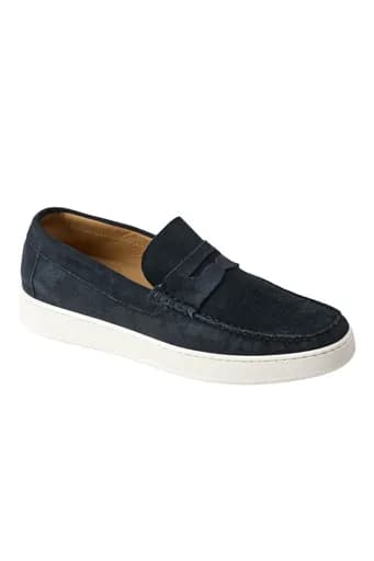 Navy & Green Ανδρικά Δερμάτινα Loafers 24SH.093.1 Dark Indigo Μπλε